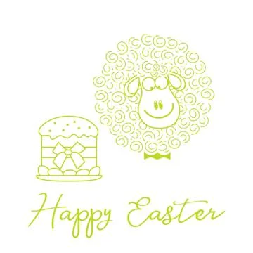 Easter cake, lamb. Greeting card Happy Easter. Stock Illustration