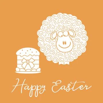 Easter cake, lamb. Greeting card Happy Easter. Stock Illustration