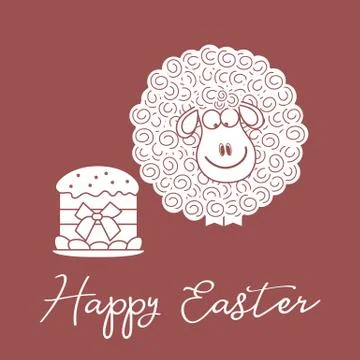 Easter cake, lamb. Greeting card Happy Easter. Stock Illustration