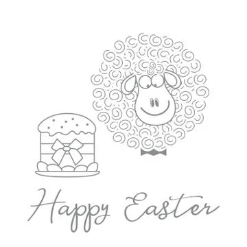 Easter cake, lamb. Greeting card Happy Easter. Stock Illustration