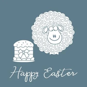 Easter cake, lamb. Greeting card Happy Easter. Stockillustratie