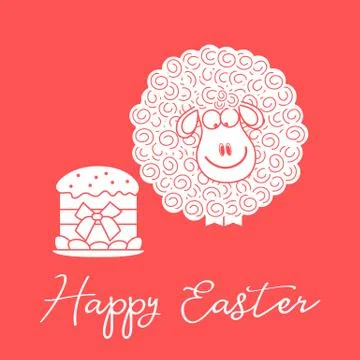 Easter cake, lamb. Greeting card Happy Easter. Stock Illustration