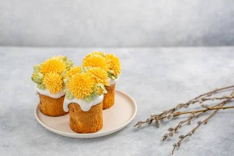 Easter cake on a light background, close-up Stock Photos