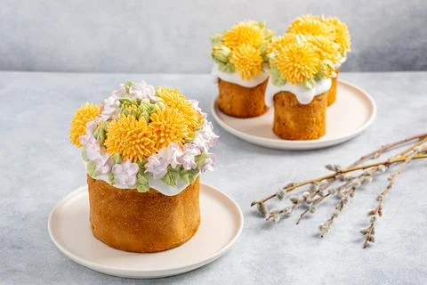 Easter cake on a light background, close-up Stock Photos