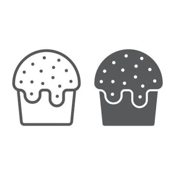 Easter cake line and glyph icon, food and easter, easter sweets sign, vector Illustrazione stock