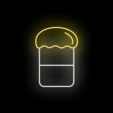 Easter cake neon icon glowing on black background Stock Illustration