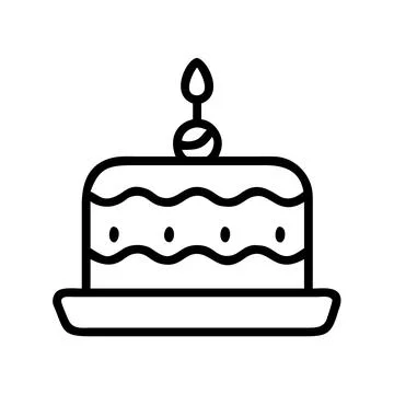 Easter cake outline vector icon Stock Illustration