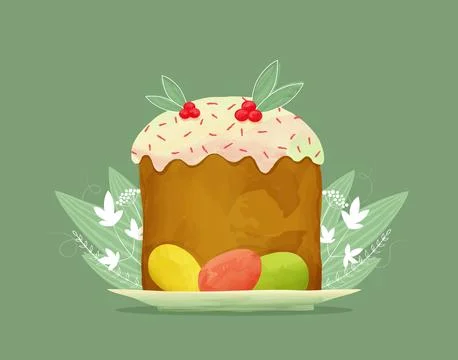 Easter cake with painted eggs, poster イラスト素材
