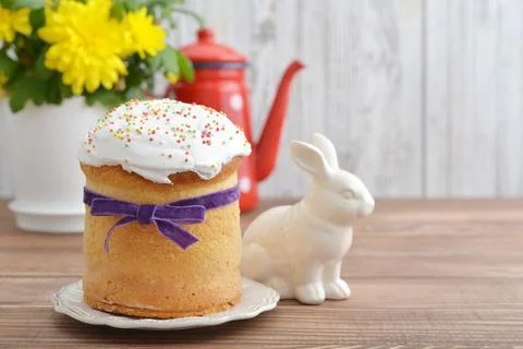 Easter cake on plate Stock Photos