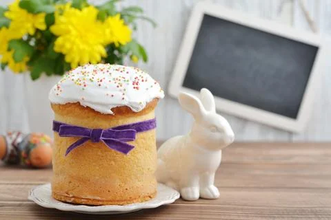 Easter cake on plate Stock Photos