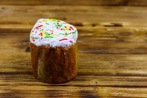 Easter cake on a rustic wooden table 写真素材