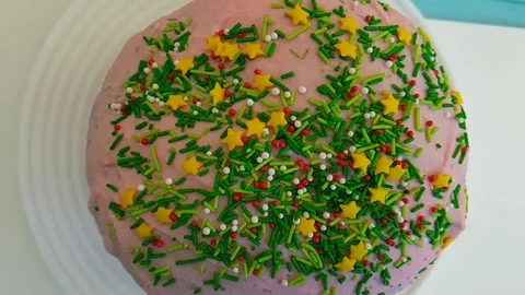 Easter cake, slow-motion shooting Stock Footage 90310460