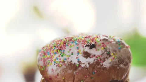 Easter cake spinning close-up on a white background Stock Footage 157095958