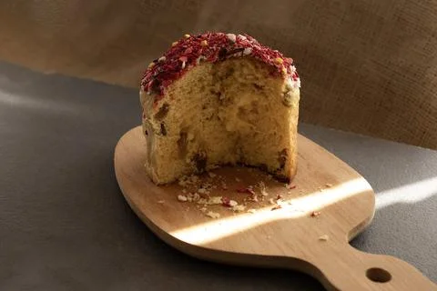 Easter cake texture with raisins in the cut on sun Stock Photos