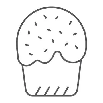 Easter cake thin line icon, easter and food, sweets sign, vector graphics, a Stock Illustration