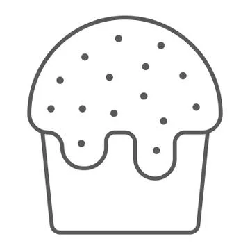 Easter cake thin line icon, food and easter, easter sweets sign, vector graphics Stock Illustration