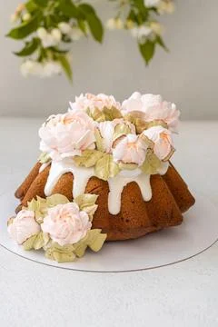 Easter cake. Traditional Easter baking. Easter holiday. Close-up. Stock Photos