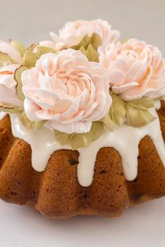 Easter cake. Traditional Easter baking. Easter holiday. Close-up. Stock Photos