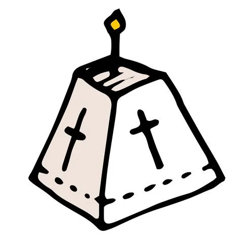 Easter cake with a white icon. hand-drawn in doodle style, black outline Stock Illustration