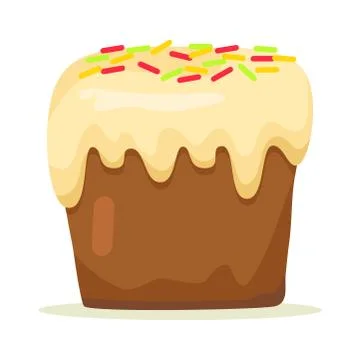 Easter Cake White Topping Decorated with Caramels Stock Illustration