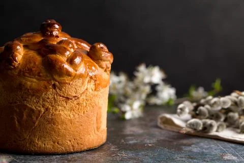 Easter cake with a willow branches Photos