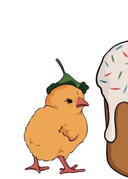 Easter cakes and painted eggs on a white background. easter, spring illustration Stock Illustration