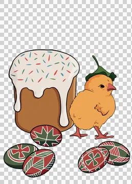 Easter cakes and painted eggs isolate on a transparent background. easter, sprin Stock Illustration