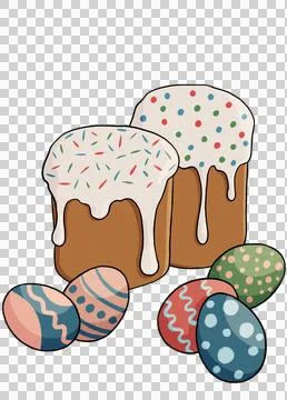 Easter cakes and painted eggs isolate on a transparent background. easter Stock Illustration