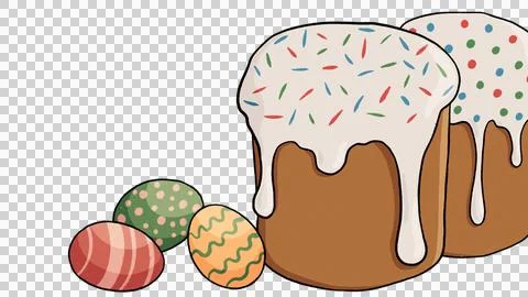Easter cakes and painted eggs isolate on a transparent background. easter, sprin Stock Illustration