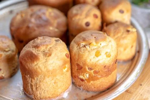 Easter cakes of different sizes for Easter Stock Photos