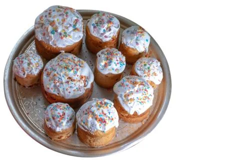 Easter cakes of different sizes for Easter Stock Photos