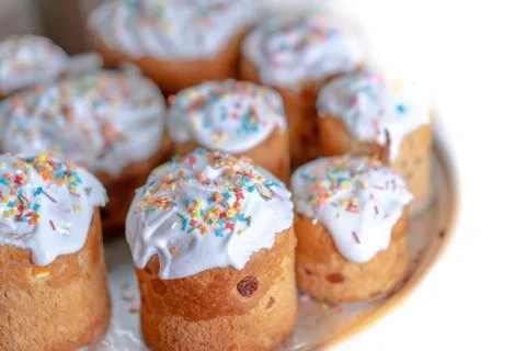 Easter cakes of different sizes for Easter Stock Photos