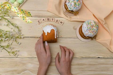 Easter cakes. layout. happy easter concept. Stock Photos