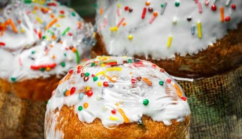 Easter cakes in packaging Stock Photos