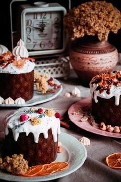 Easter cakes. Panettone. Traditional Easter cake Stock Photos