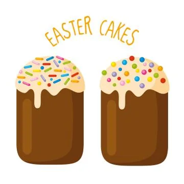 Easter cakes on white background Stock Illustration