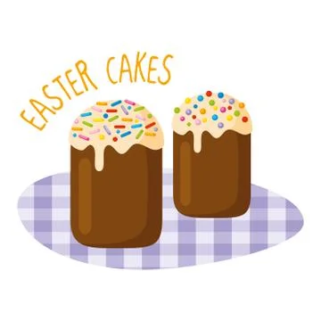 Easter cakes on white background Stock Illustration