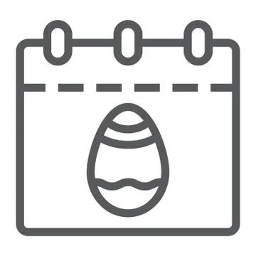 Easter calendar line icon, date and easter, easter day sign, vector graphics, a Stock Illustration