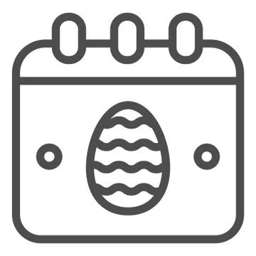 Easter calendar line icon. Date calendar page with egg symbol outline style 스톡 일러스트