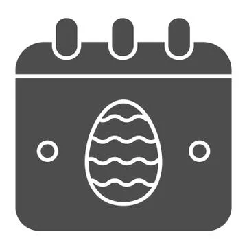 Easter calendar solid icon. Date calendar page with egg symbol glyph style Illustrazione stock