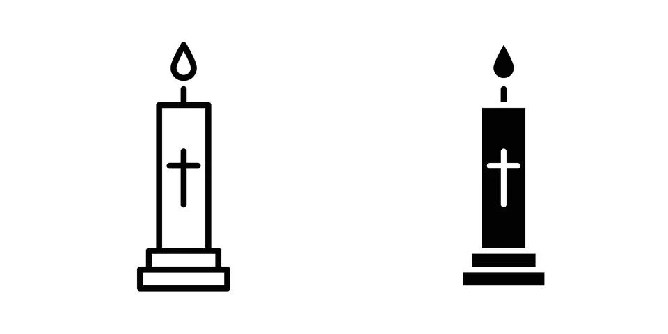 Easter candle icon vector concepts, line and silhouette style Stock Illustration