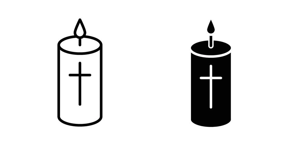 Easter candle icon vectors. Illustrations in black 库存插图