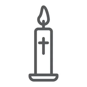 Easter candle line icon, light and easter, flame sign, vector graphics, a linear Stock Illustration