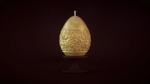 Easter Candle Made of Beeswax in the Shape of an Egg With an Ornament. Stock Illustration