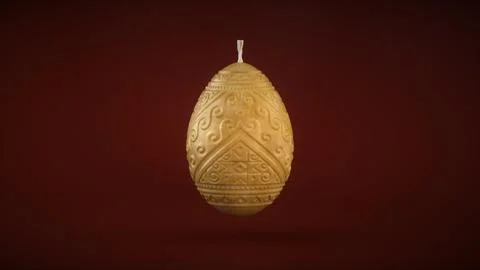 Easter Candle Made of Beeswax in the Shape of an Egg With an Ornament. Stock Illustration