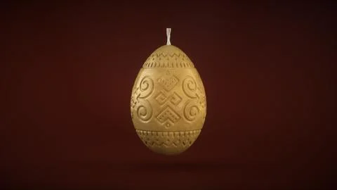 Easter Candle Made of Beeswax in the Shape of an Egg With Pattern. Stock Illustration