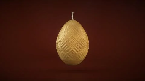 Easter Candle Made of Beeswax in the Shape of an Egg With Old Ukrainian Pattern. Illustrazione stock