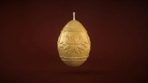Easter Candle Made of Beeswax in the Shape of an Egg With Old Pattern. Illustrazione stock