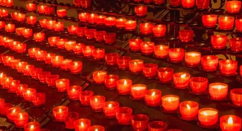 Easter candles burning in chirch Stock Photos