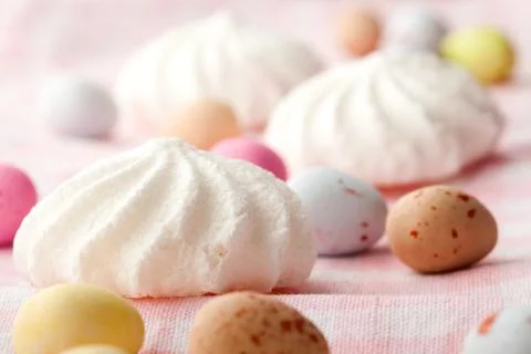 Easter candy and meringue Stock Photos